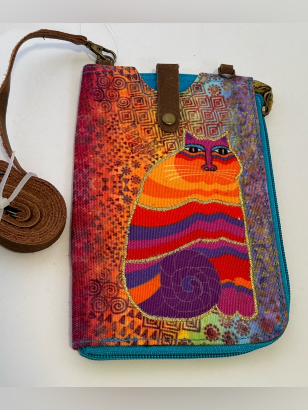 Laurel Burch Rainbow Feline Phone Crossbody Bag